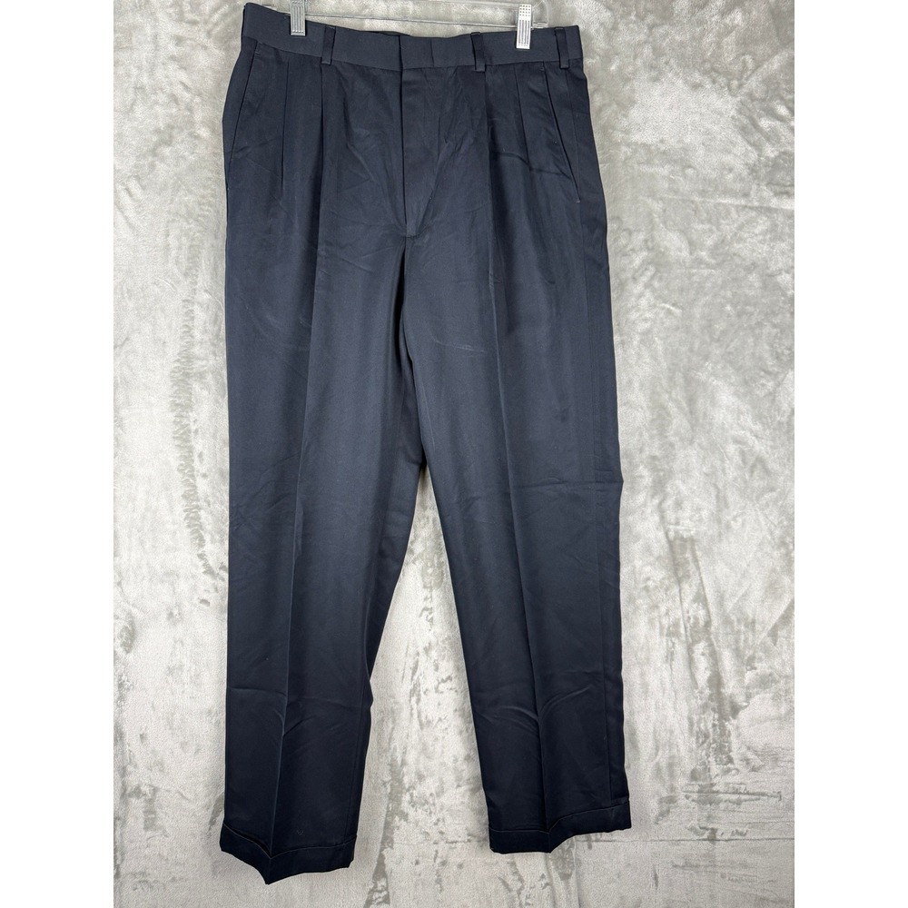 Perry Ellis Portfolio Men Polyester Microfiber Dress Pants Black Size 33x32